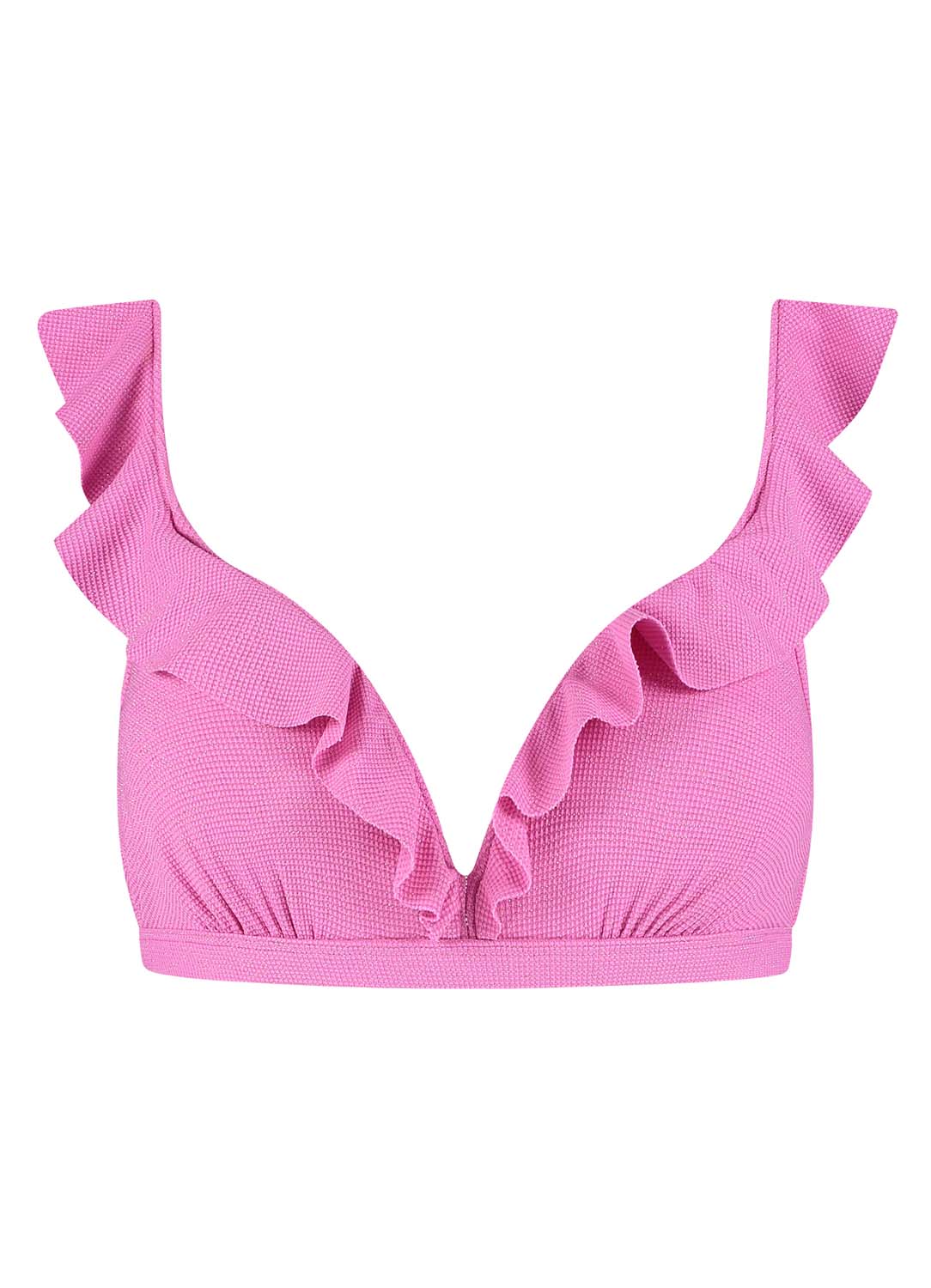 BEACHLIFE Pink Shimmer ruffle bikinitop Dames