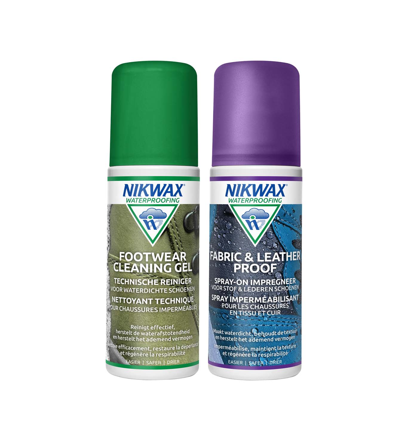 NIKWAX Footwear Cleaning Gel Reiniger + Fabric & Leather Proof Impregneer Twin Pack 125ML