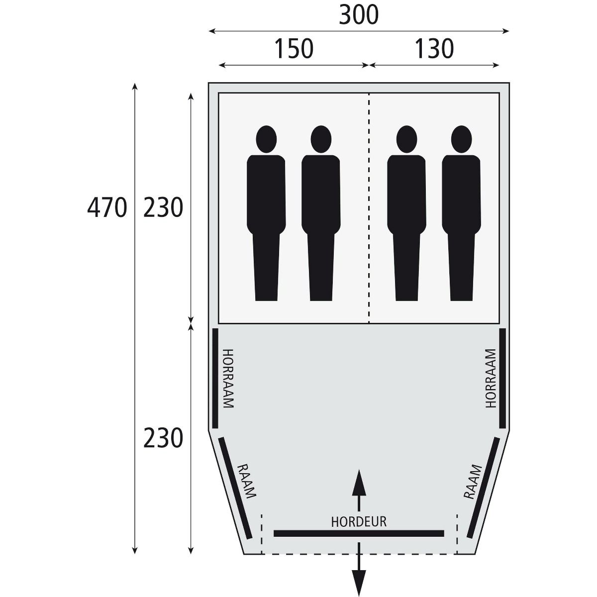 Bardani airwave 300 opblaasbare tent plattegrond
