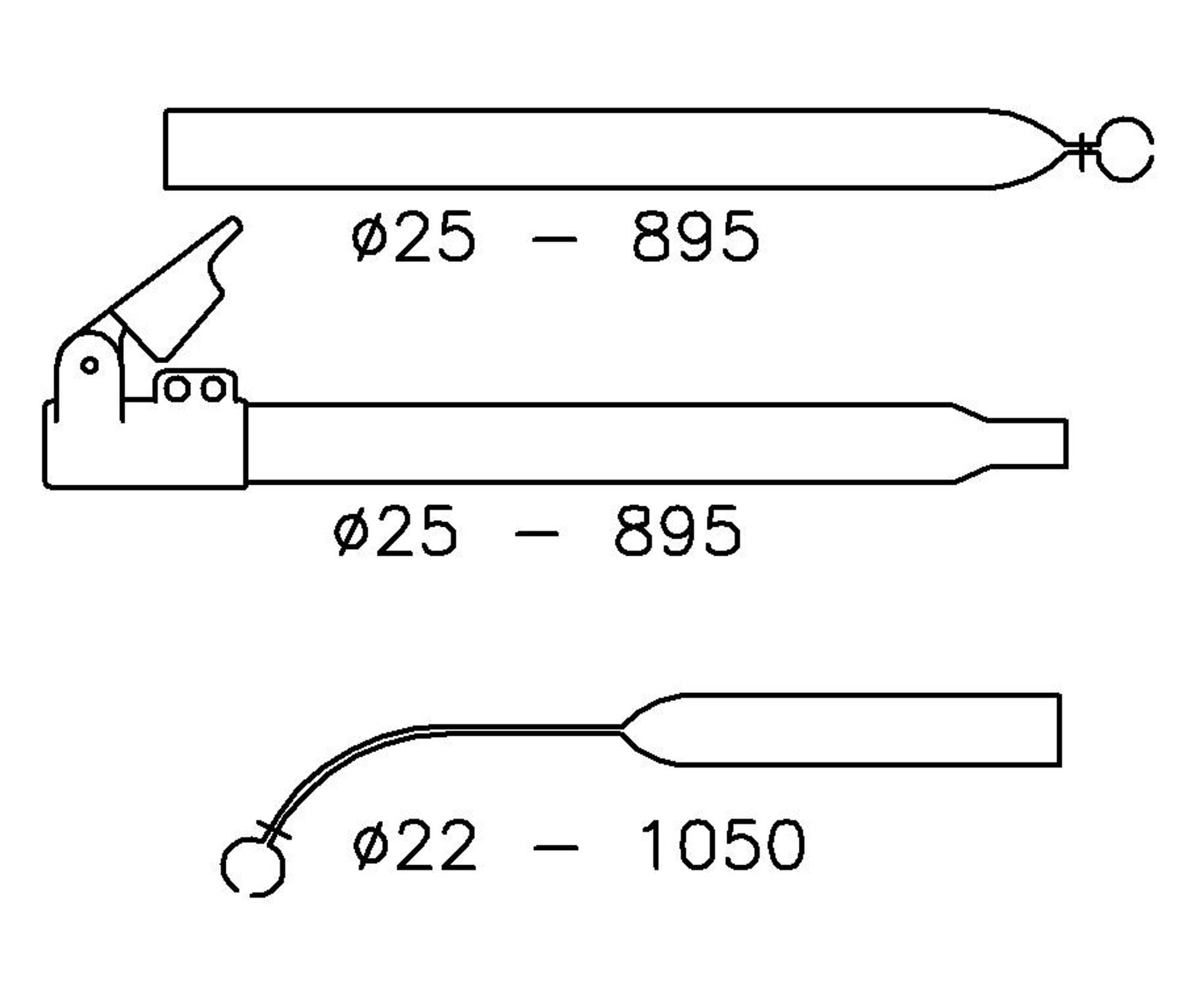 6945556 zak voortentspanstok 2522 mm
