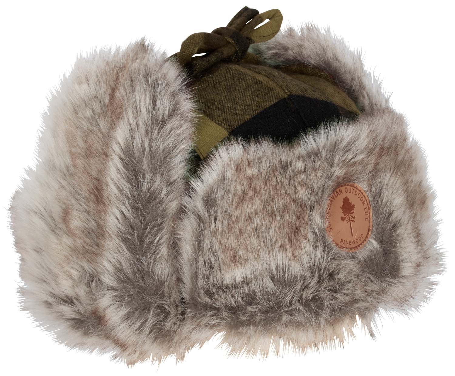 1420 101 02 pinewood classic checked fur hat green black 6343 