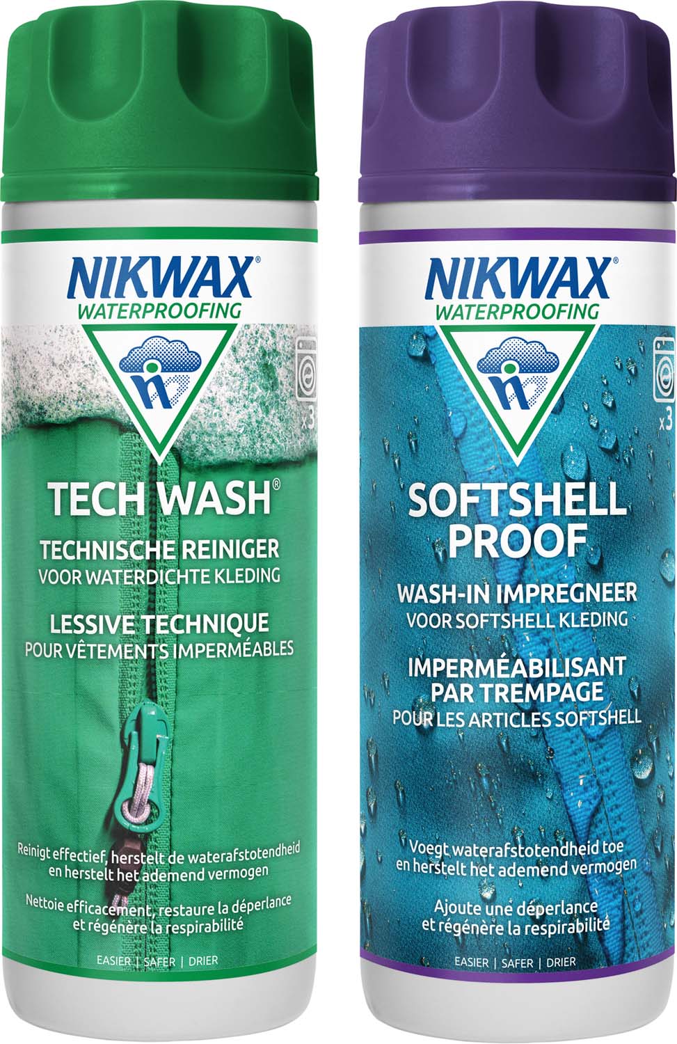 NIKWAX Tech Wash Reiniger + Softshell Proof Impregneer Twin Pack 300ML