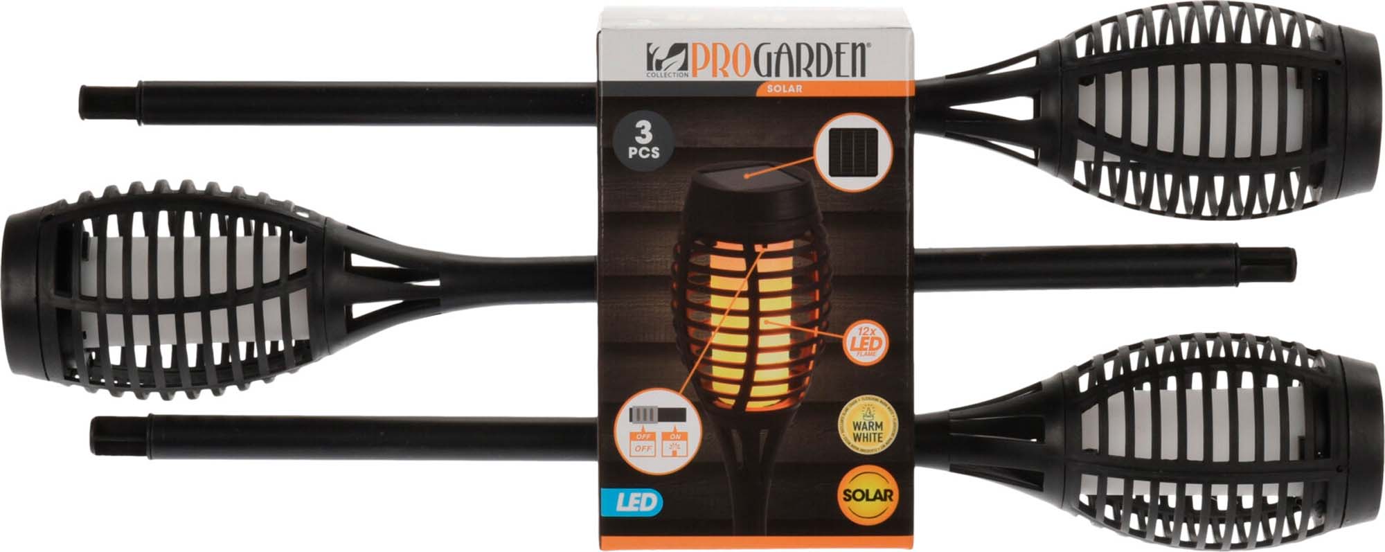 PROGARDEN solar fakkel zwart flame led