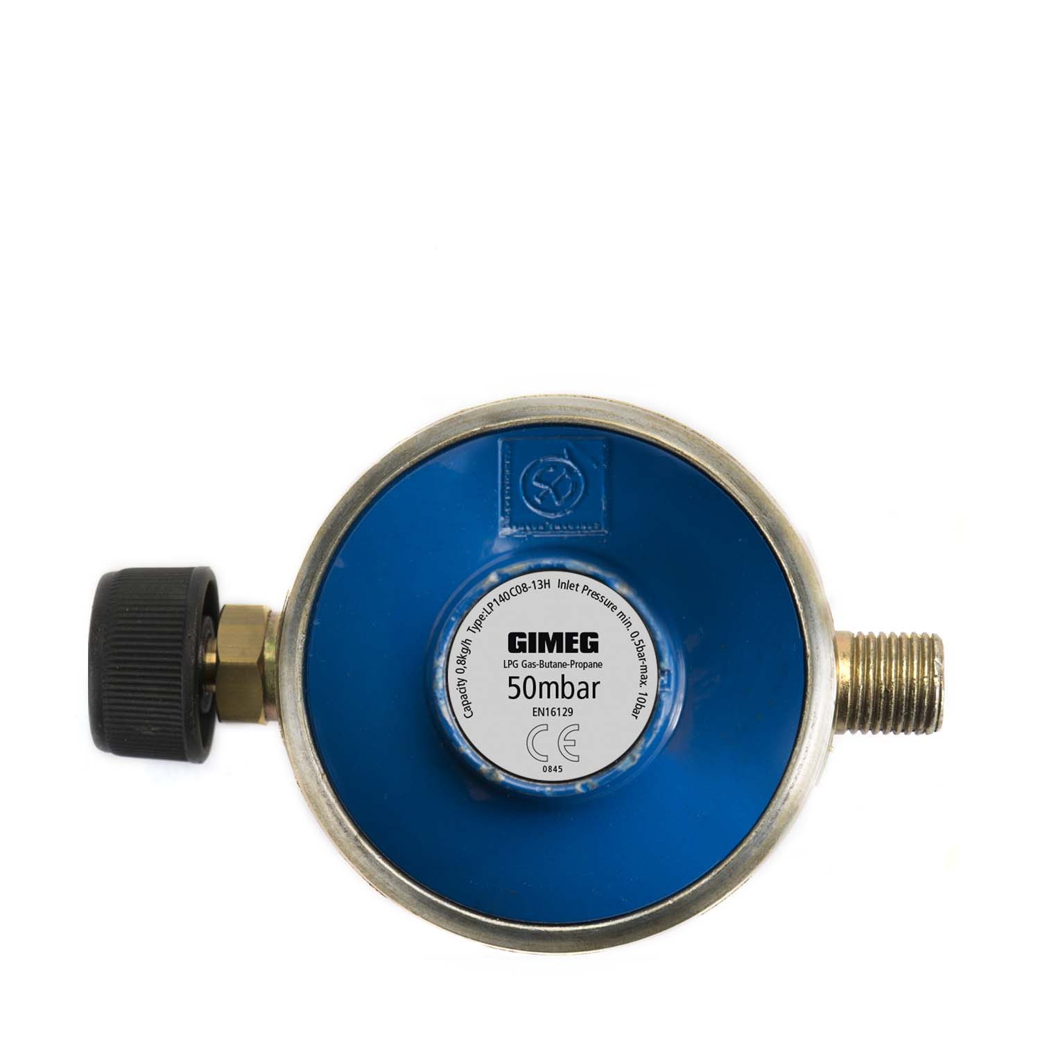 GIMEG drukregelaar 50mbar campingaz 1/4 links