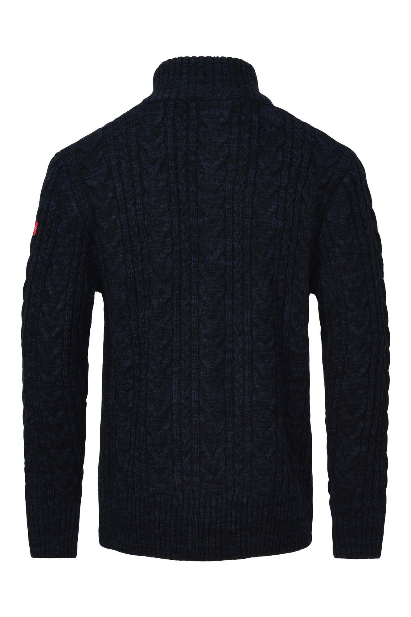 Kol mens cardigan half zip navy melange b