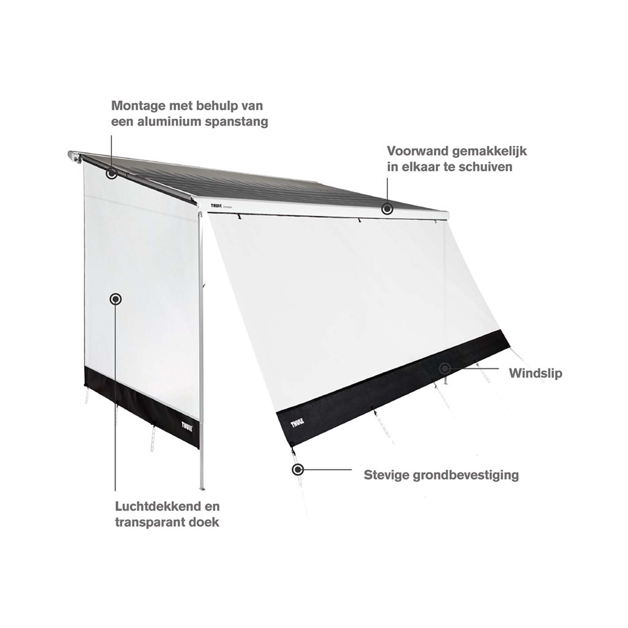 THULE Thule Sun Blocker G2 Voorwand 3.30 THULE Thule Sun Blocker G2 Voorwand 3.30