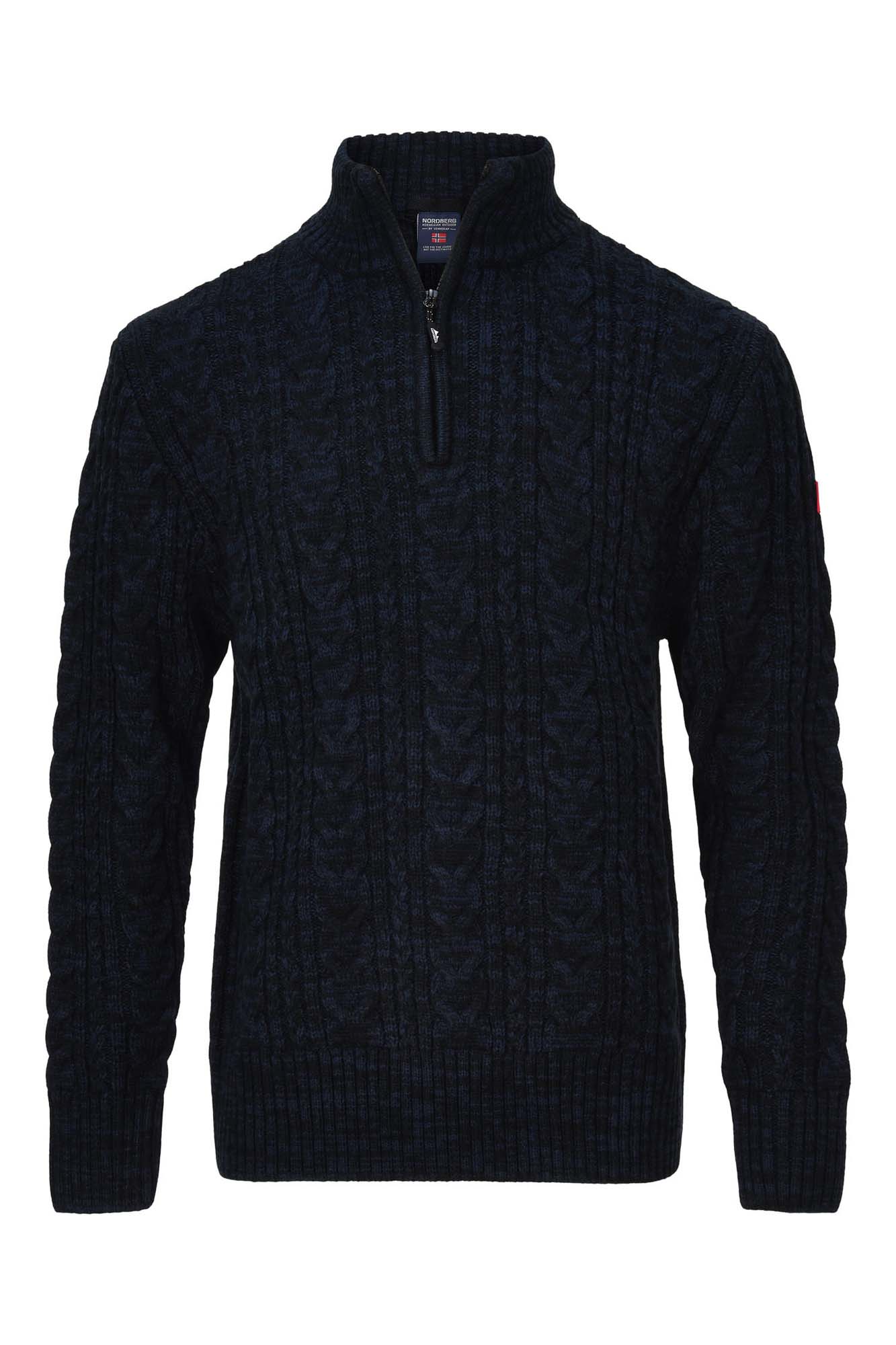Kol mens cardigan half zip navy melange a